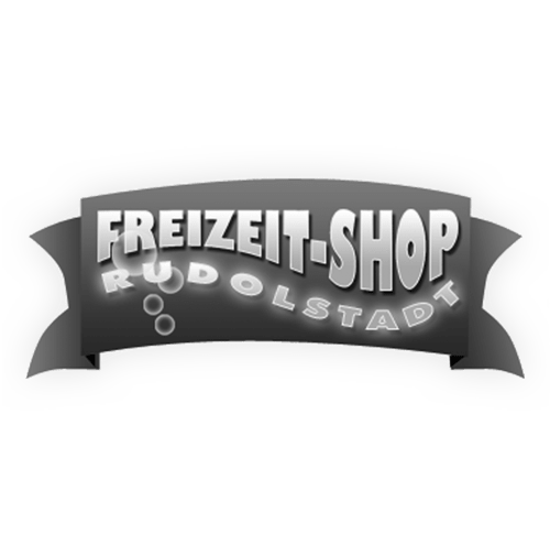 Logo des Freizeit-Shops in Grautönen